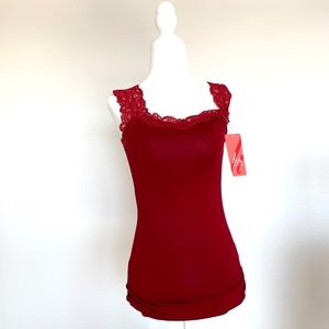 NWT Red Tank With Lace